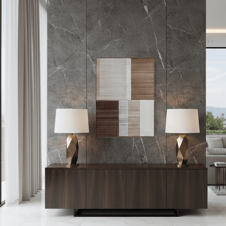 Valter Neutral Abstract Framed Canvas Wall Art Accessories 