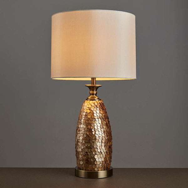 Vanessa Antique Brass Capiz Detail Table Lamp Lighting 