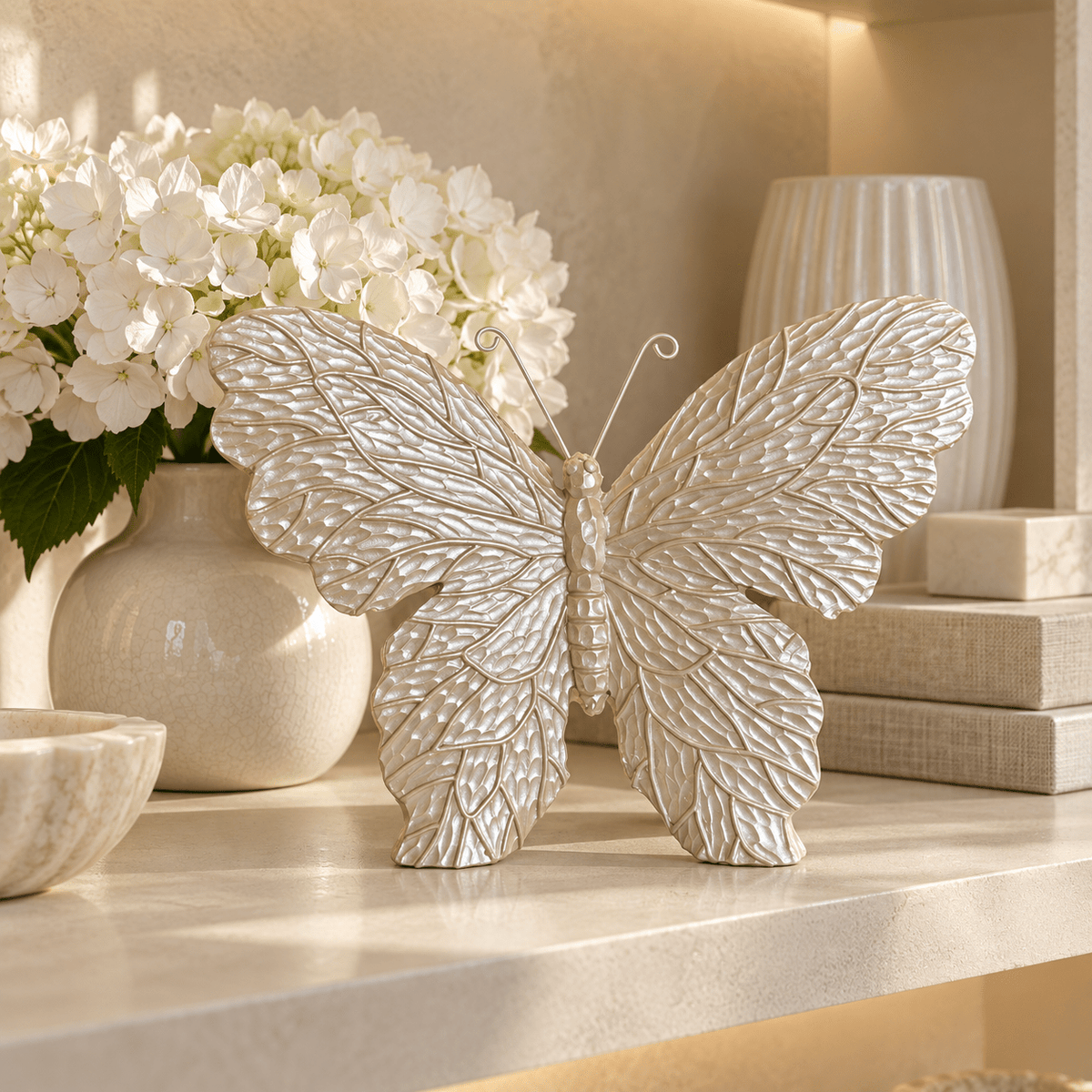 Vanessa Cream Pearl Butterfly Ornament Accessories 