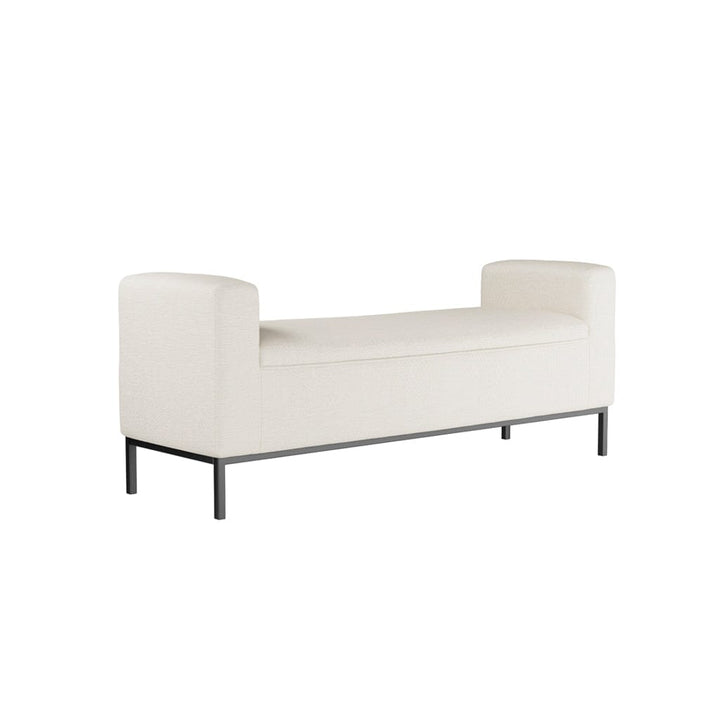 Vanessa Ivory Linen Blend Bench with Black Legs Furniture 