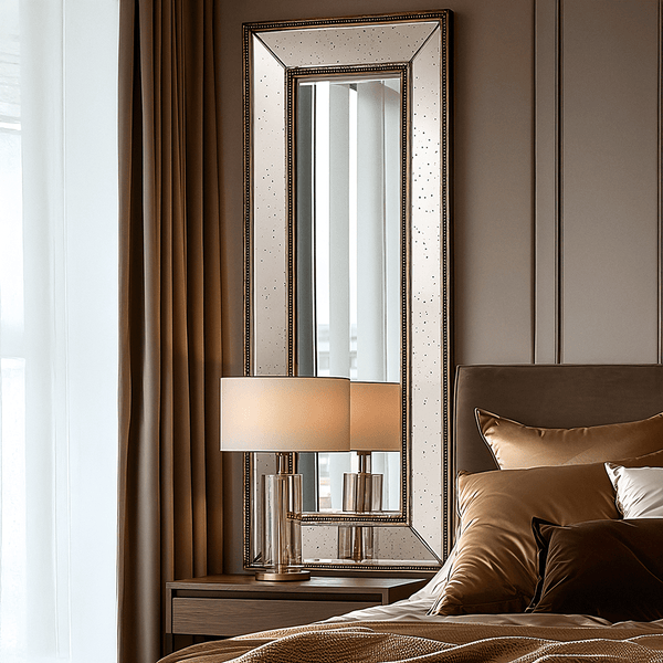 Vanosa Bronze Beaded Antique Effect Wall Mirror Accessories 