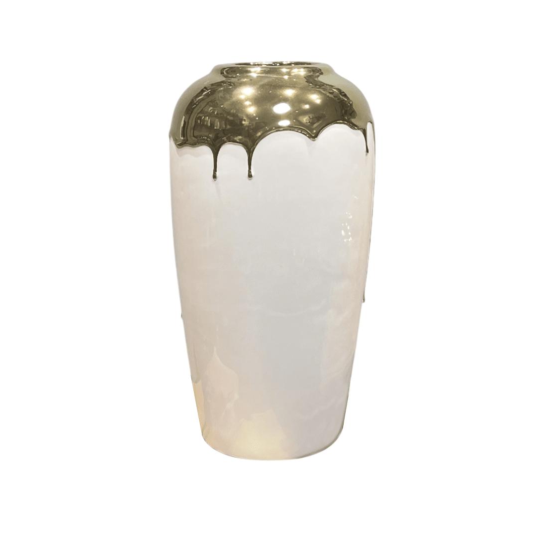 Vellore Gold & White Drip Effect Vase Accessories 