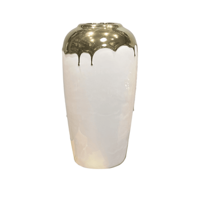 Vellore Gold & White Drip Effect Vase Accessories 