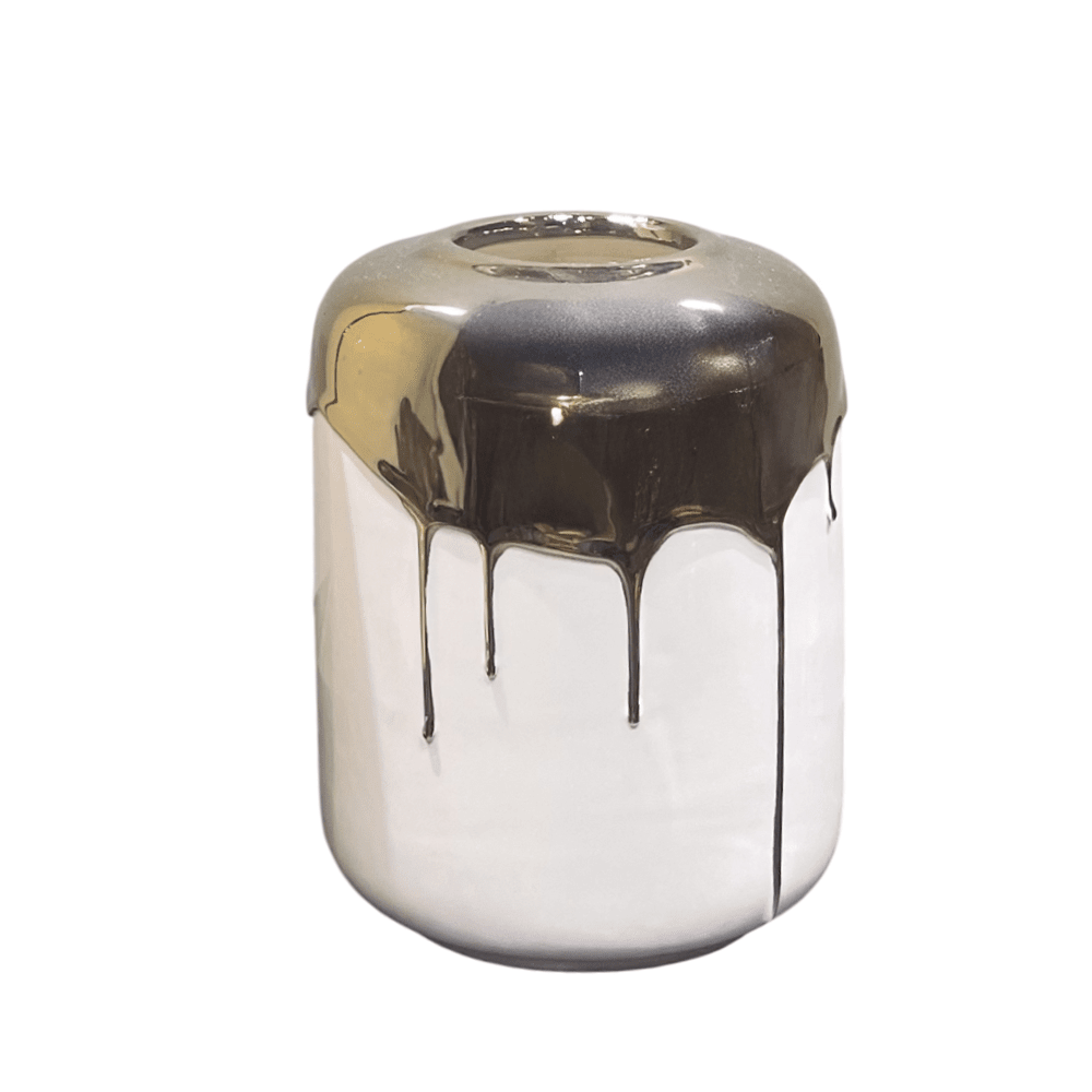 Vellore Petite Gold & White Drip Effect Vase Accessories 