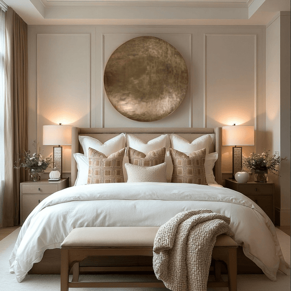 Velluto Antique Brass Textured Round Statement Wall Art Accessories 