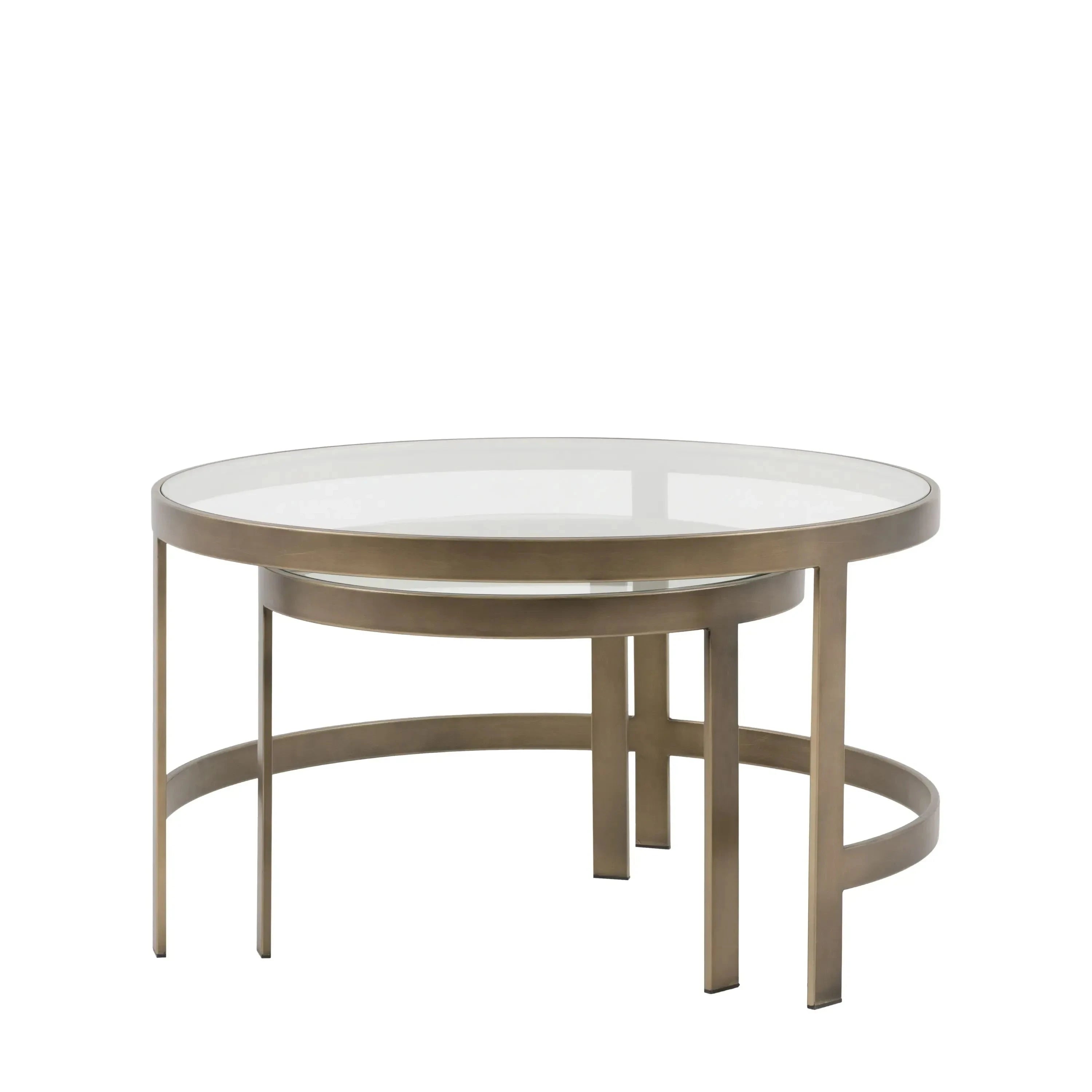 Vendome Brass Nesting Coffee Tables- Set of 2 Furniture 