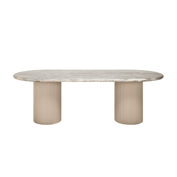 Verinne Luxury Large Oval Marble Top Dining Table Furniture 