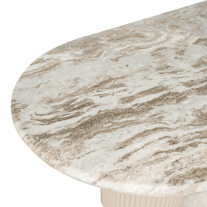Verinne Luxury Large Oval Marble Top Dining Table Furniture 