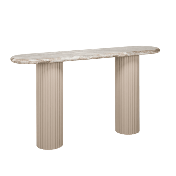 Verinne Oval Marble Top Console Table Furniture 