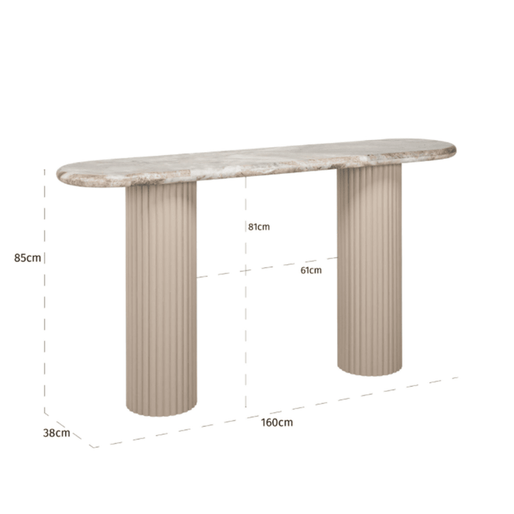Verinne Oval Marble Top Console Table Furniture 
