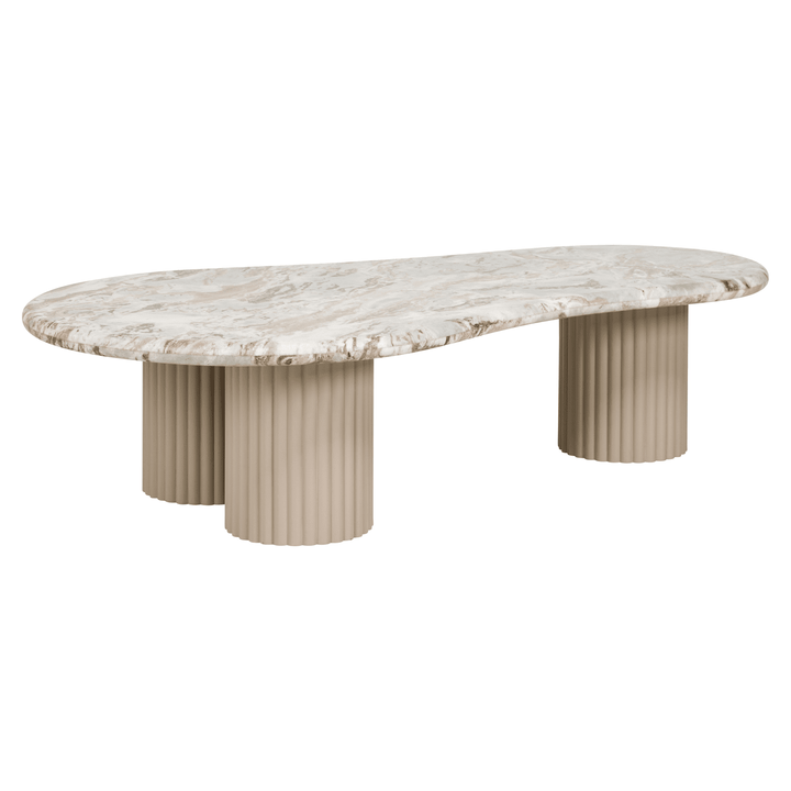 Verinne Pebble Shaped Marble Top Coffee Table Furniture 