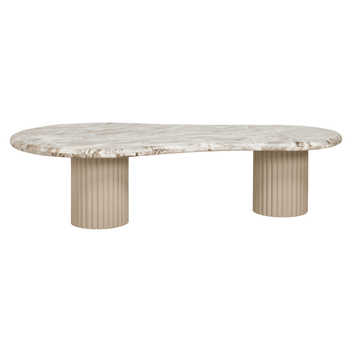 Verinne Pebble Shaped Marble Top Coffee Table Furniture 