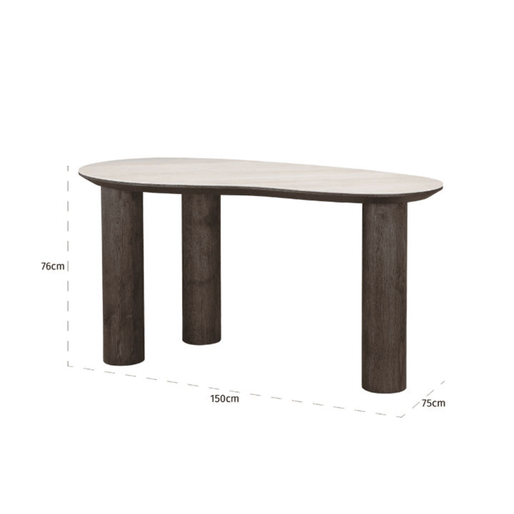 Verity Dark Brown Pebble Shaped Desk with Travertine Top Furniture 