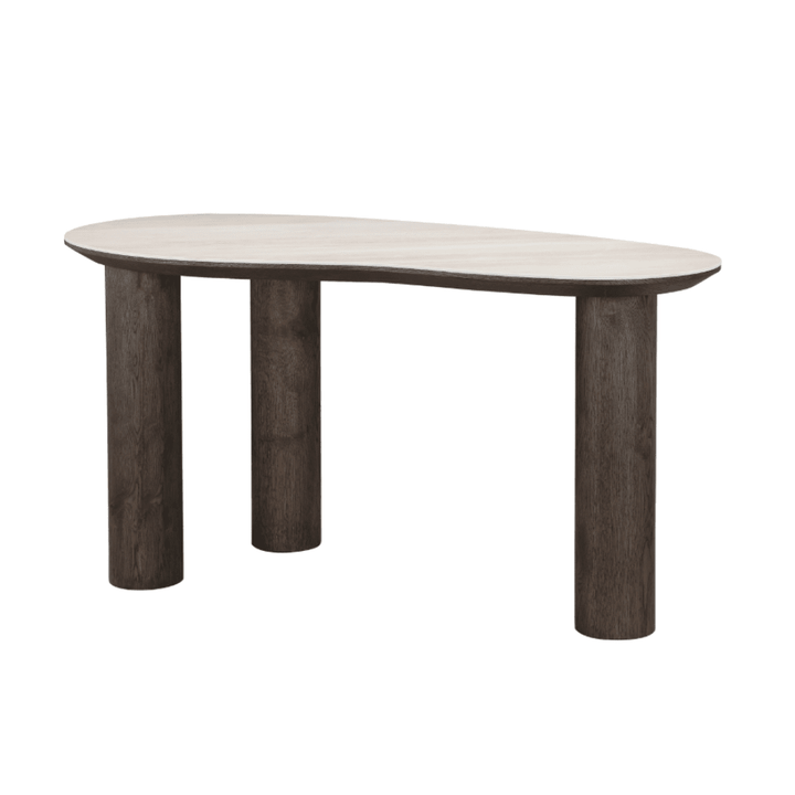 Verity Dark Brown Pebble Shaped Desk with Travertine Top Furniture 