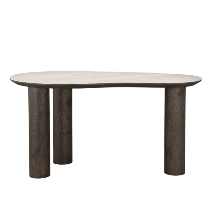 Verity Dark Brown Pebble Shaped Desk with Travertine Top Furniture 