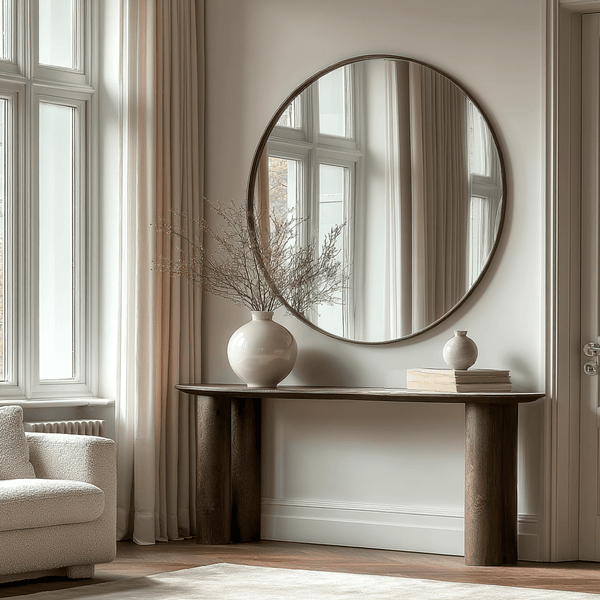 Verity Dark Brown Pebble Shaped Desk with Travertine Top Furniture 