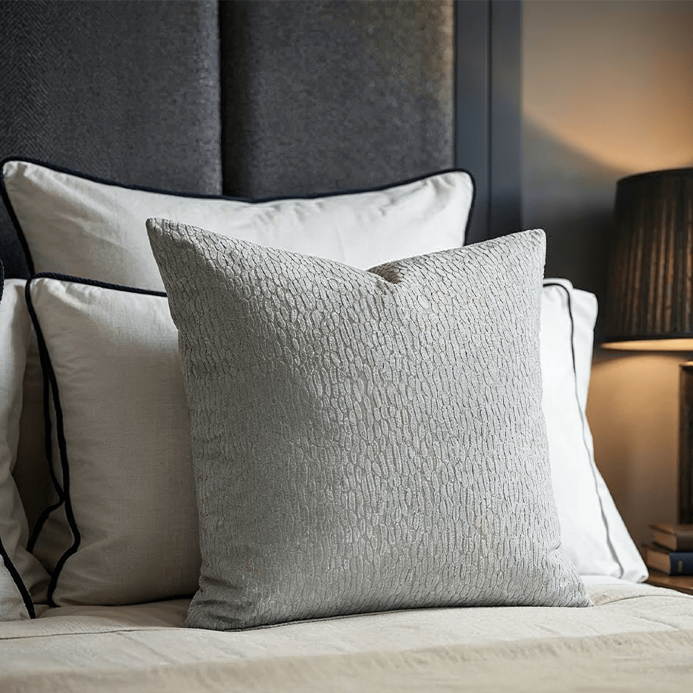 Verona Baby Blue Metallic Textured Cushion - 43x43cm Textiles 