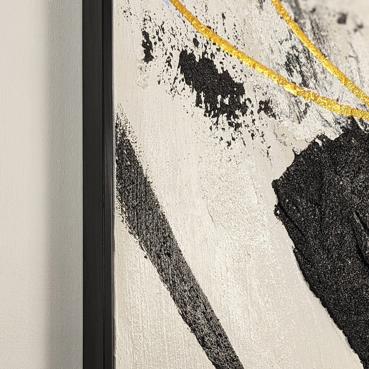 Verona Black, Taupe & White Abstract Paint Brush Effect Textured Canvas Wall Art Accessories 
