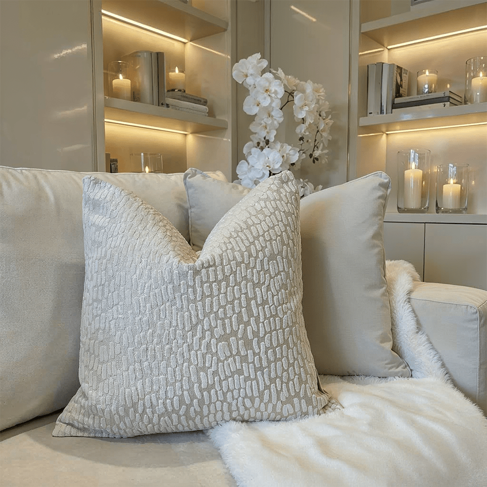 Verona Ivory Metallic Textured Cushion - 43x43cm Textiles 