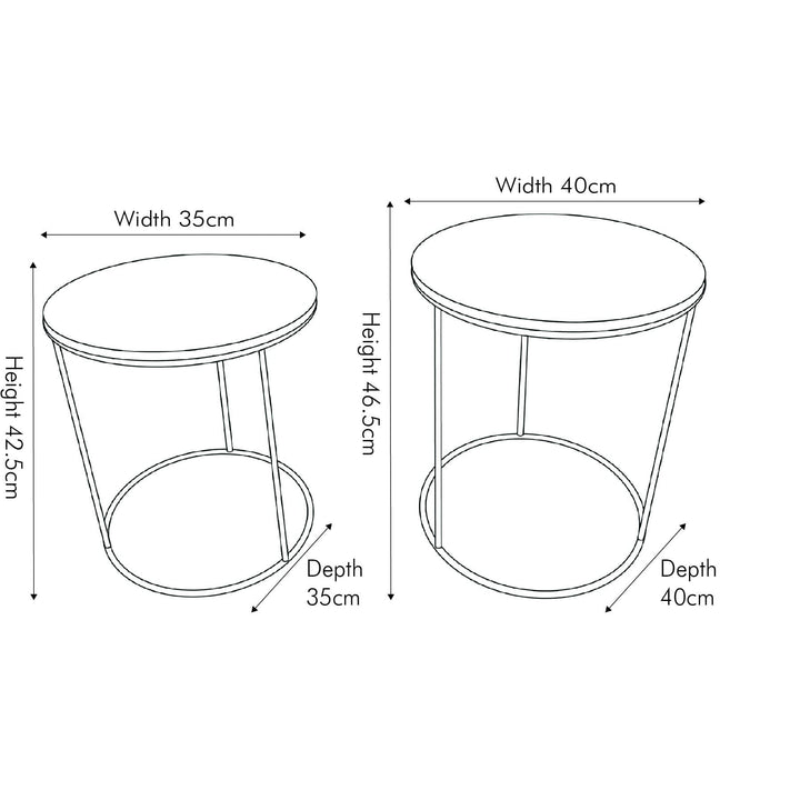 Verona White & Gold Round Set of 2 Side Tables Furniture 