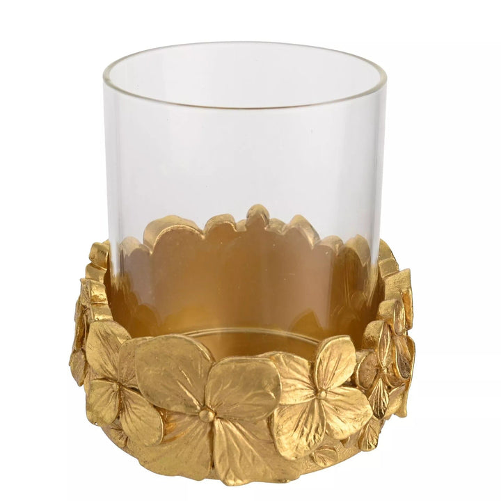 Vespera Gold 3D Flower Statement Glass Candle Holder Accessories 
