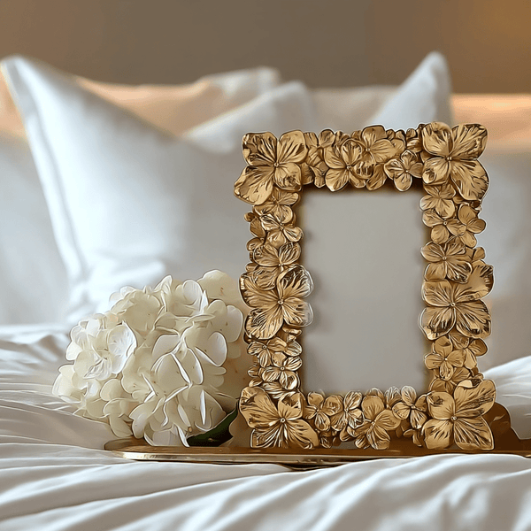 Vespera Gold 3D Flower Statement Photo Frame- 5x7" Accessories 