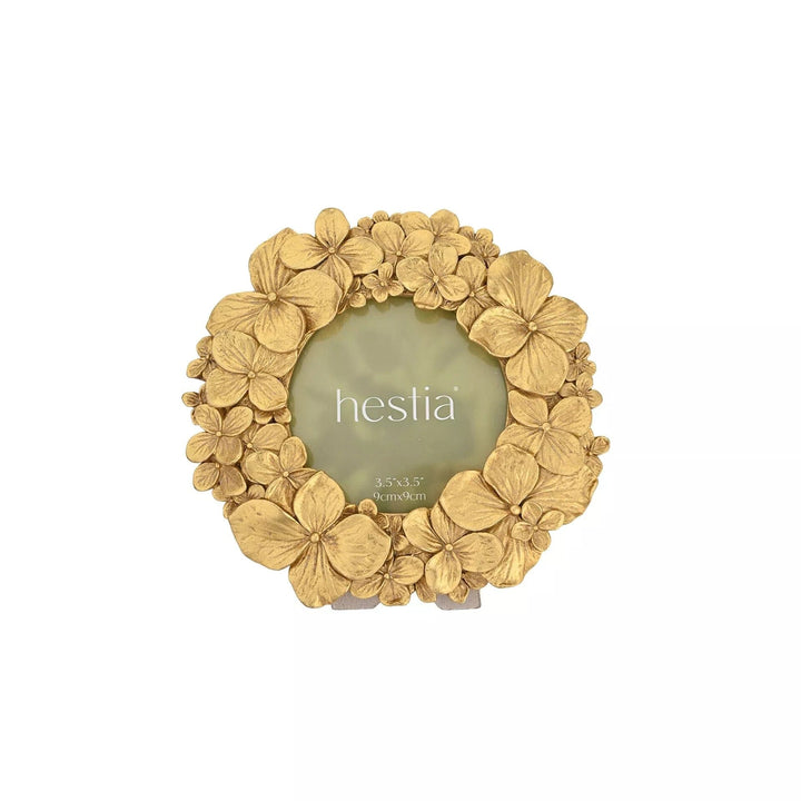 Vespera Gold 3D Flower Statement Round Photo Frame Accessories 