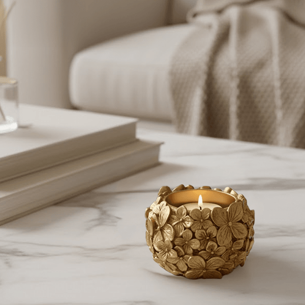 Vespera Gold 3D Flower Statement Tealight Holder Accessories 