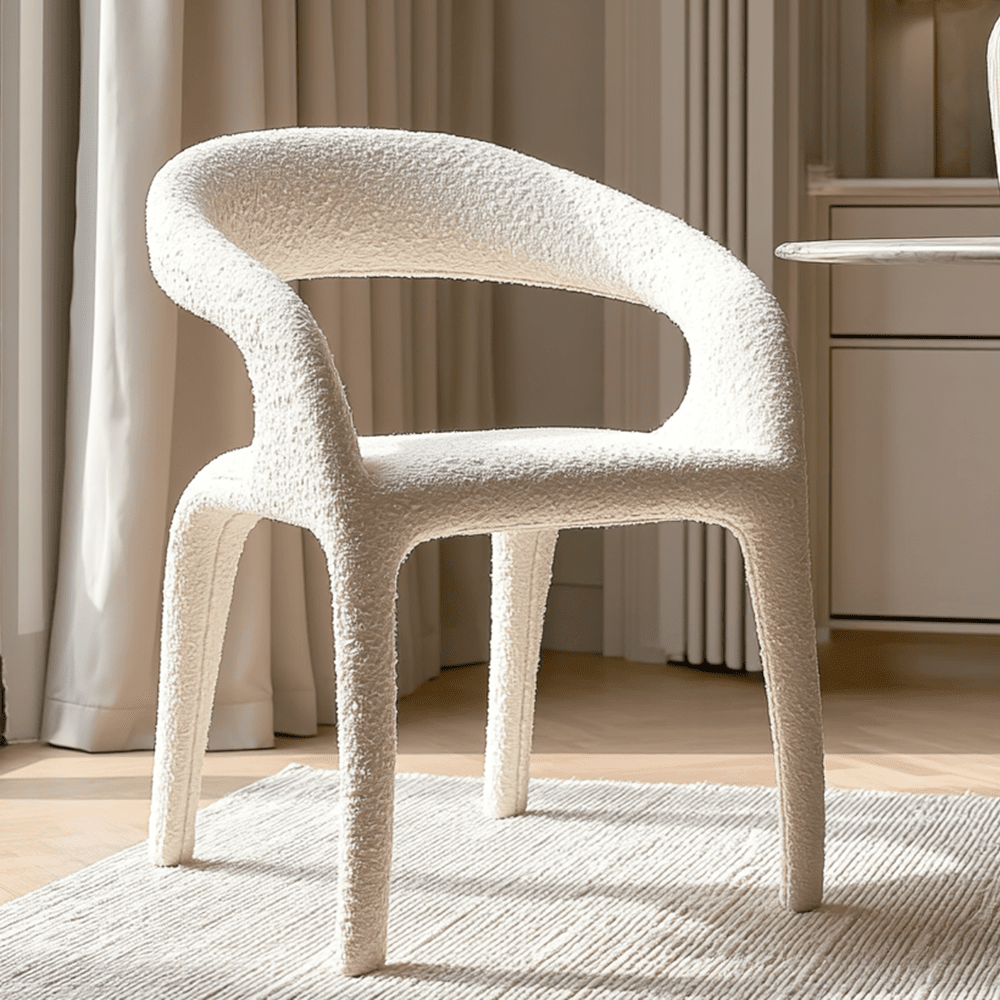 Vianne Ivory Boucle Upholstered Dining Chair Furniture 