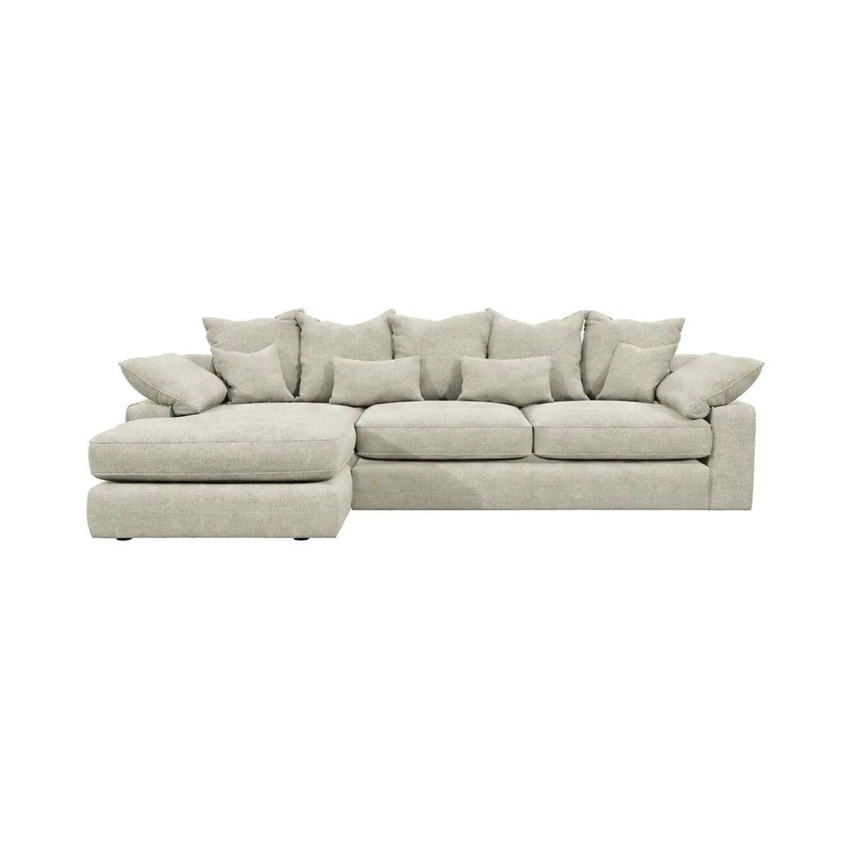 Victoria Beige Textured Large Chaise End Sofa - Left Hand Facing Sofa 