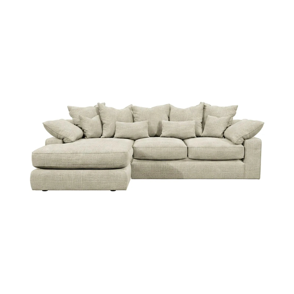 Victoria Beige Textured Medium Chaise End Sofa - Left Hand Facing Sofa 