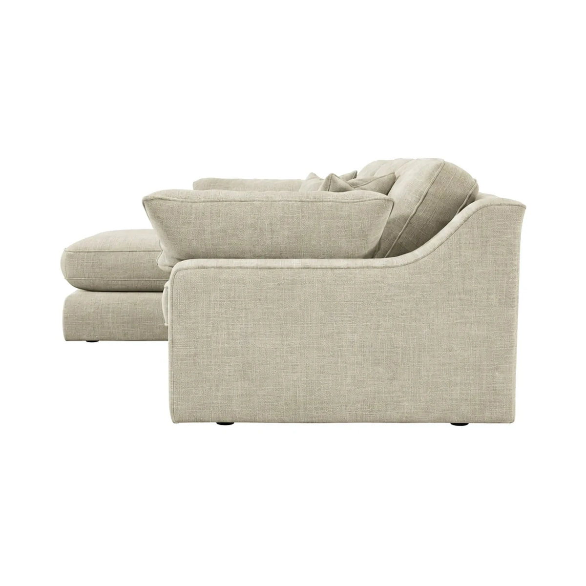 Victoria Beige Textured Medium Chaise End Sofa - Left Hand Facing Sofa 