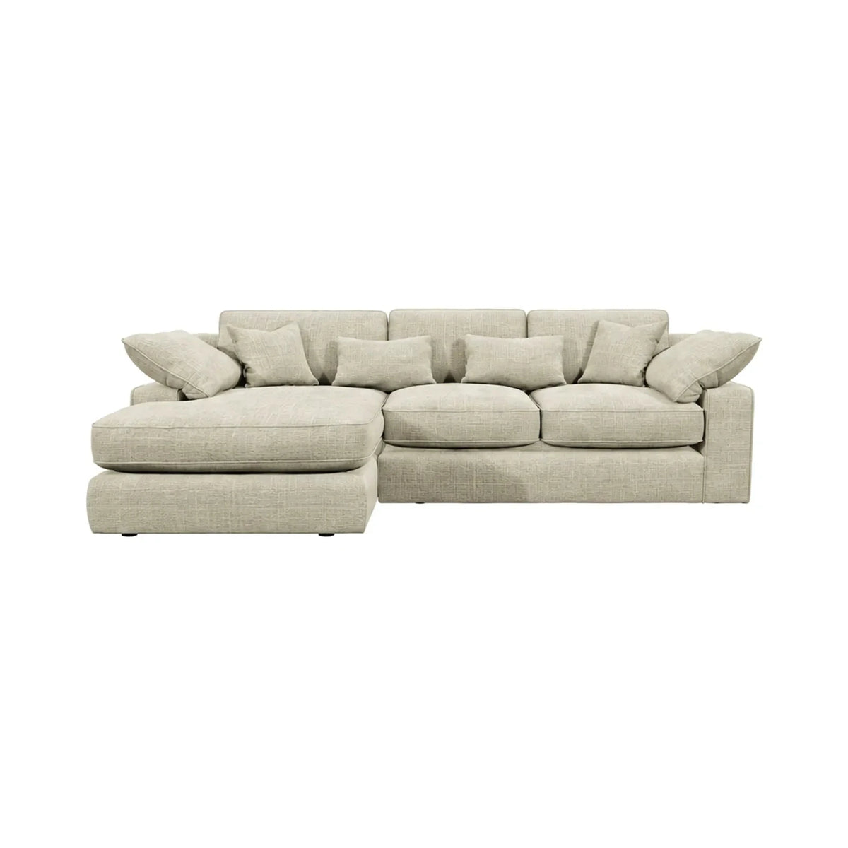 Victoria Beige Textured Medium Chaise End Sofa - Left Hand Facing Sofa 