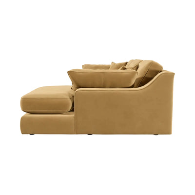 Victoria Caramel Velvet Large Chaise End Sofa - Right Hand Facing Sofa 