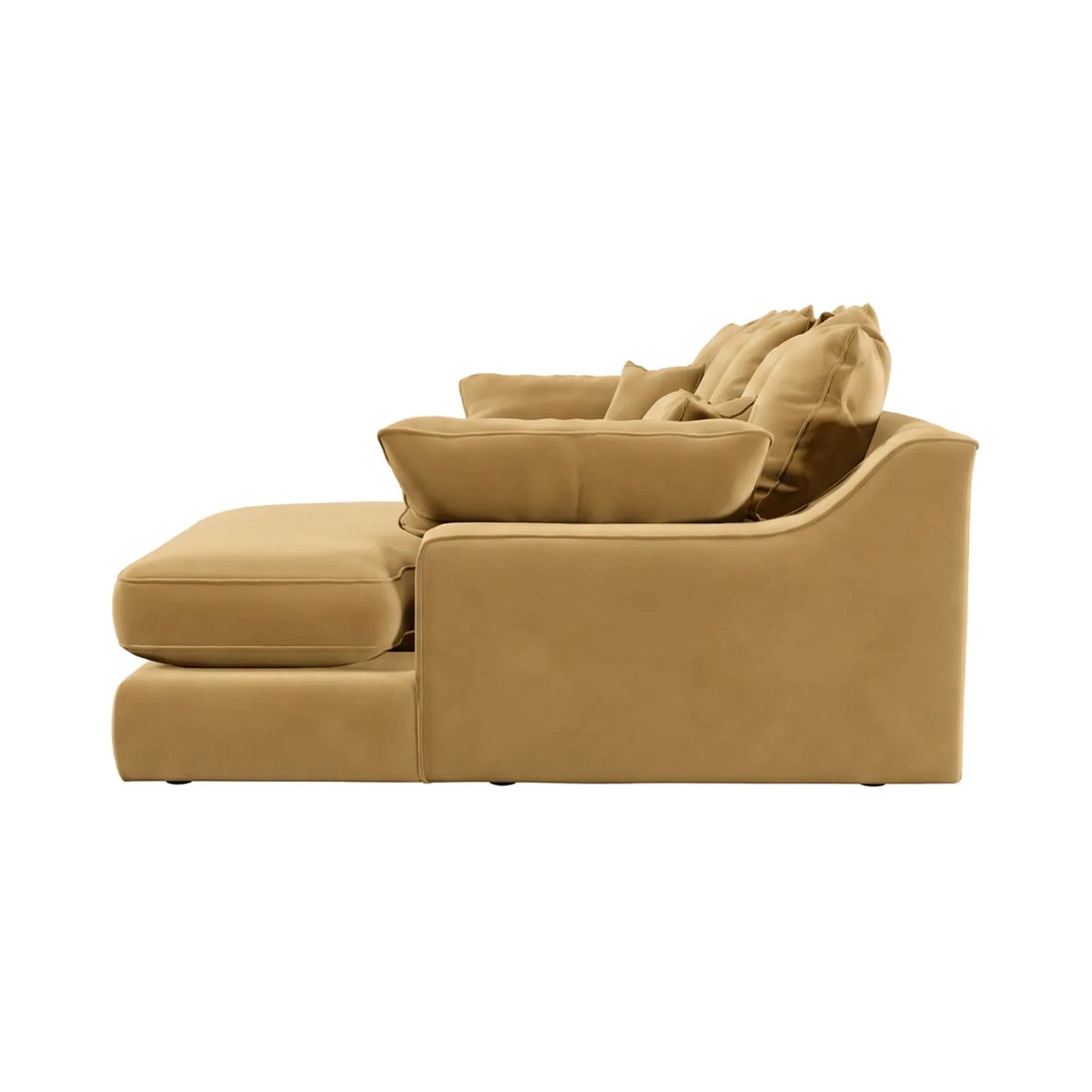Victoria Caramel Velvet Large Chaise End Sofa - Right Hand Facing Sofa 