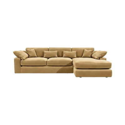 Victoria Caramel Velvet Large Chaise End Sofa - Right Hand Facing Sofa Standard Back 