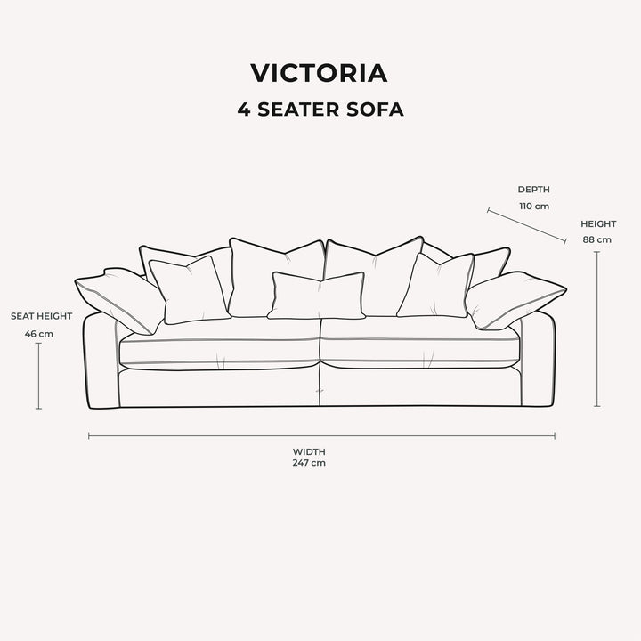 Victoria Caramel Velvet Pillow Back Sofa Range 4 Seater Sofa 