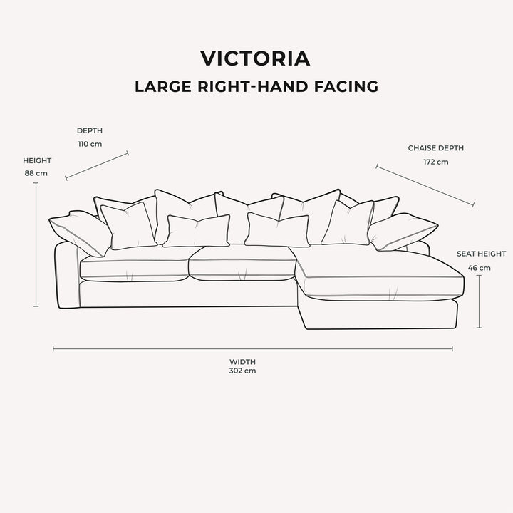 Victoria Caramel Velvet Pillow Back Sofa Range Large Left Hand Facing 