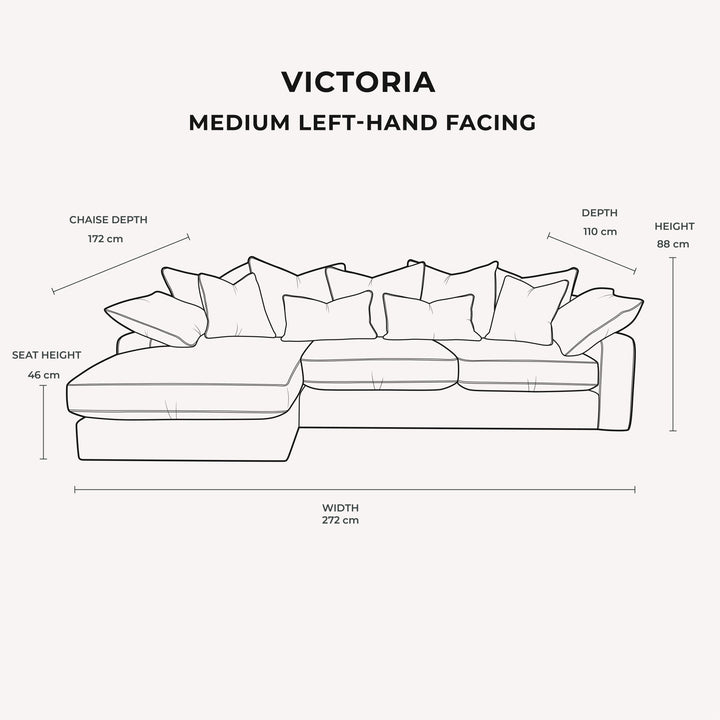 Victoria Caramel Velvet Pillow Back Sofa Range Medium Left Hand Facing 