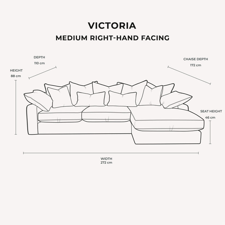 Victoria Caramel Velvet Pillow Back Sofa Range Medium Right Hand Facing 