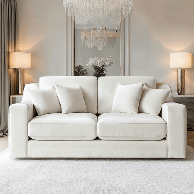 Victoria Cream Velvet 3 Seater Sofa Sofa 