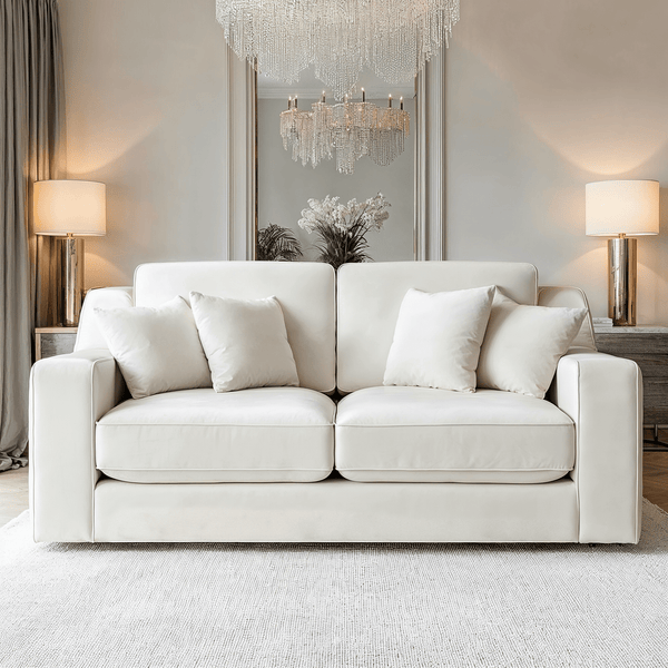 Victoria Cream Velvet 3 Seater Sofa Sofa 