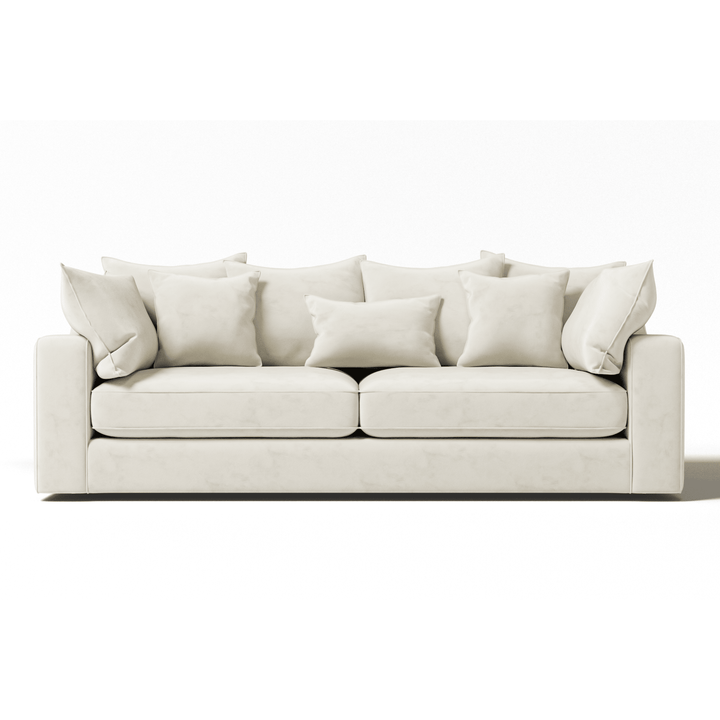 Victoria Cream Velvet 4 Seater Pillow Back Sofa Sofa 