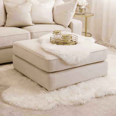 Victoria Cream Velvet Footstool Sofa 
