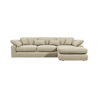 Victoria Cream Velvet Large Chaise End Sofa - Right Hand Facing Sofa 