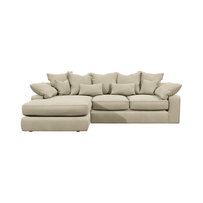 Victoria Cream Velvet Medium Chaise End Sofa - Left Hand Facing Sofa 