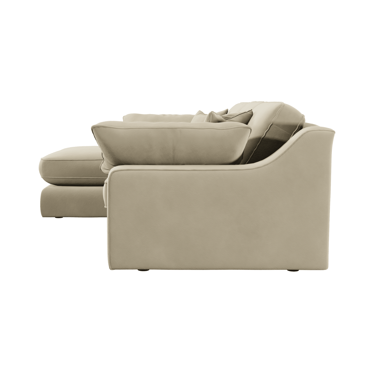Victoria Cream Velvet Medium Chaise End Sofa - Left Hand Facing Sofa 