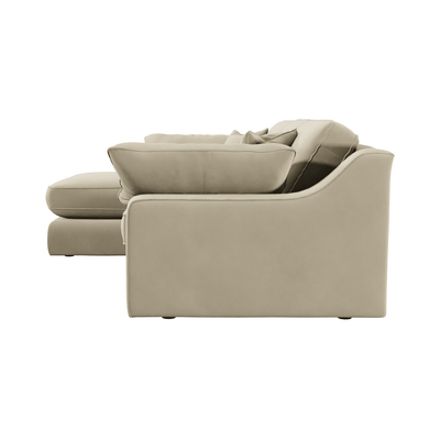 Victoria Cream Velvet Medium Chaise End Sofa - Left Hand Facing Sofa 
