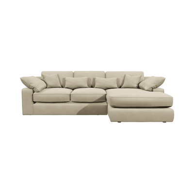 Victoria Cream Velvet Medium Chaise End Sofa - Right Hand Facing Sofa 