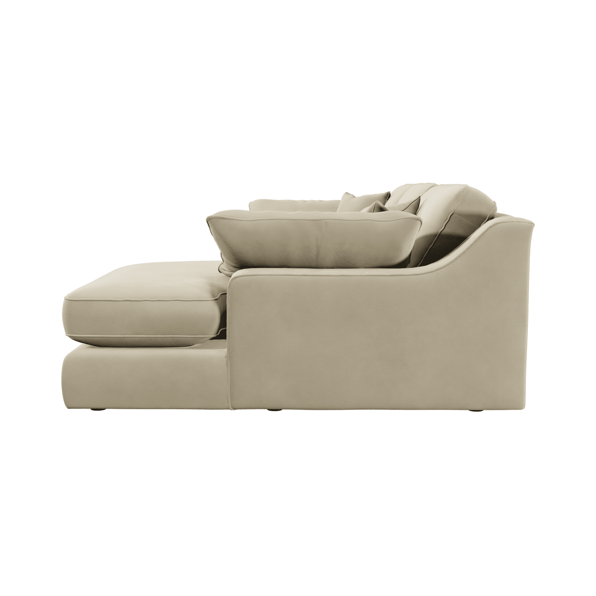 Victoria Cream Velvet Medium Chaise End Sofa - Right Hand Facing Sofa 